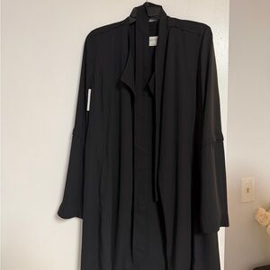 Aritzia Black Long Open Front trench